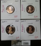 Group of 4 Proof Lincoln Cents, 2014-S, 2015-S, 2016-S & 2017-S, group value $20+