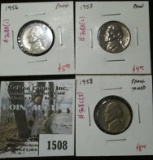 Group of 3 Proof Jefferson Nickels, 1956, 1957 & 1958, group value $17+