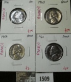 Group of 4 Proof Jefferson Nickels, 1959, 1960, 1961 & 1962, group value $12+