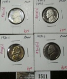 Group of 4 Proof Jefferson Nickels, 1970-S, 1971-S, 1978-S & 1979-S type 1, group value $10+