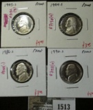 Group of 4 Proof Jefferson Nickels, 1986-S, 1990-S, 1993-S & 1994-S, group value $18+