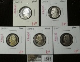 Group of 5 Proof Jefferson Nickels, 1999-S, 2000-S, 2001-S, 2002-S & 2003-S, group value $14+
