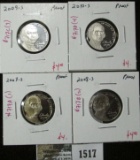 Group of 4 Proof Jefferson Nickels, 2007-S, 2008-S, 2009-S & 2010-S, group value $16+