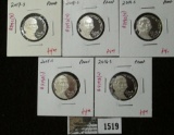 Group of 5 Proof Jefferson Nickels, 2015-S, 2016-S, 2017-S, 2018-S & 2019-S, group value $20+