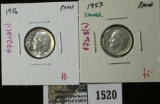 Group of 2 90% Silver Proof Roosevelt Dimes, 1956 & 1957, group value $13+