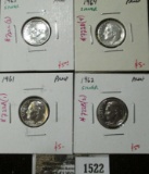 Group of 4 90% Silver Proof Roosevelt Dimes, 1961, 1962, 1963, & 1964, group value $20+