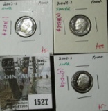 Group of 3 90% Silver Proof Roosevelt Dimes, 2003-S, 2004-S & 2005-S, group value $15+