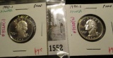 Group of 2 90% Silver Proof Washington Quarters, 1993-S & 1994-S group value $18+