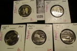 Group of 5 Proof Washington Quarters, 2001-S NY, 2001-S VT, 2001-S RI, 2001-S KY & 2001-S NC, group