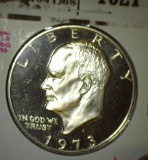 1973-S Proof Eisenhower Dollar, value $14+