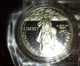 1992-P Columbus Commemorative Silver Dollar, 90% SILVER, Proof in original Mint capsule, value $35+