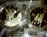 Group of 2 Proof Commemorative Half Dollars in original Mint capsules, 1992-S Columbus & 1995-S Atla