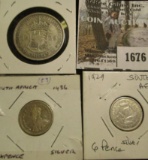 1929 & 1936 Silver Six Pence & 1929 Two & one-half Shilling Coins from South Africa.