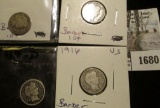 1898 P Good, 1911 P Good, 1914 D Good, & 1916 P Good Barber Dimes. Full rims.