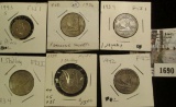 1943S Six Pence; (3) 1934, 1935, & 1942 Silver Shillings from Fiji.