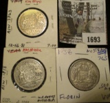 1944, 46, & 58 Australia Silver Florins.