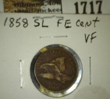 1858 SL Flying Eagle Cent, VF.