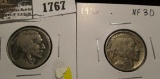 1914 S Buffalo Nickel, Good; & 1916 P VF 30 Buffalo Nickel.