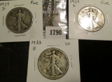 1929 D & S Fine & 1933 S VG Walking Liberty Half Dollars.