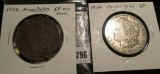 1902 P EF but dark, & 1904 P VF Morgan Silver Dollars. (2 coins).