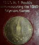 1898 Russia Silver Rouble, F-VF & Russian Rouble 1980 Olympic Games issued in 1977.