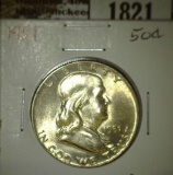 1951 P Franklin Half Dollar, CH BU 64 FBL