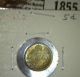1918 Canada Five Cent Silver, CH BU 63.