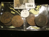 (3) 1861 & (4) 1864 New Brunswick One Cent coins with various problems.