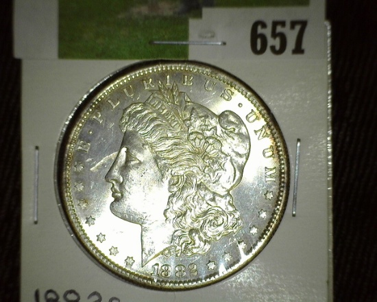 1882 S Morgan Silver Dollar. Brilliant Uncirculated with lovely natural toning.