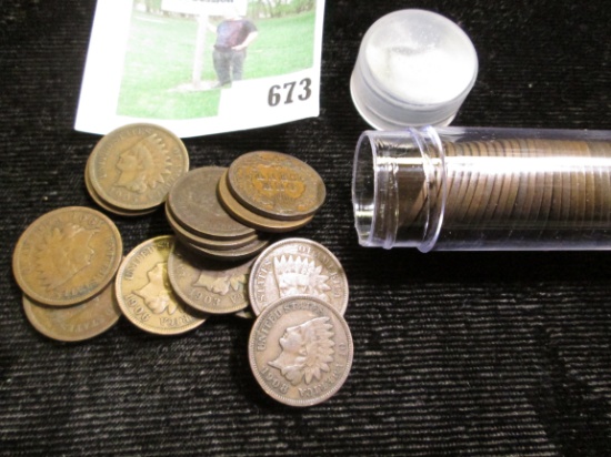 Mixed Date roll of Old Indian Head Cents dating before 1909. Grades up to Fine.