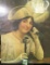 Lithograph of a Beautiful Lady with Plumed Hat speaking on an Old Telephone. 16