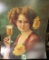 Lithograph of a Beautiful Lady with a glass of Champaign, large rose at cleavage and in hair. 16