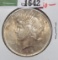 1923 P High Grade U.S. Silver Peace Dollar. Lightly toned.