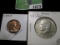 1955 P Cent BU & 1969 D 40% Silver Kennedy Half Dollar.