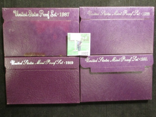 1987 S, 1988 S, 1989 S, & 1991 S U.S. Proof Sets in original boxes of issue.