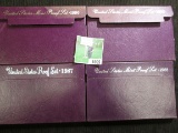 1987 S, 1988 S, 1990 S, & 1992 S U.S. Proof Sets in original boxes of issue.