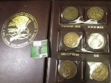 North American Hunting Club Big Game Collectors Series Six-piece Medallion Set in holder.