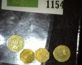 (4) California Gold Fractional Souvenir Tokens. All appear to be high grade, but not old gold.