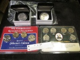 Pair of Cased 1972 Eisenhower Dollars; 2003 Uncirculated Kennedy & Sacagawea Special Collector's Edi