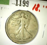 1929 D Walking Liberty Half Dollar, Key date in nice condition.