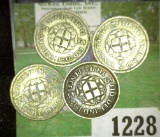 1941, 42, 43, & 44 Great Britain Silver World War II Three Pence coins.