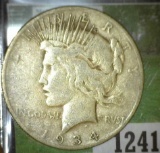 1934 S Key Date U.S. Peace Silver Dollar.