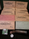 (48) 1954 P U.S. Lincoln Cents in a plastic tube and (10) different Pieces of College Currency Incom