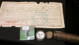 1899 Promissory Note from Washington, Kansas complete with Stamps; & a solid date roll of 1937 San F