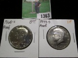 1968 S & 73 S Proof Kennedy Half Dollars.
