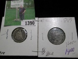 1875 P Liberty Seated Dime with a Full Liberty & an 1889 Liberty Nickel.