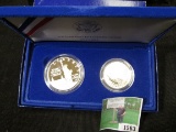 1986 S U.S. Two-Piece Statue of Liberty Silver Proof Set in original box.