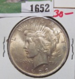 1923 P High Grade U.S. Silver Peace Dollar. Lightly toned.