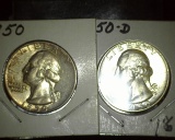 1950 P & D Washington Silver Quarters. Choice High grade specimens.