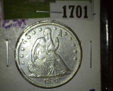 1858 Seated Liberty Half Dollar. Nearly Full Liberty.
